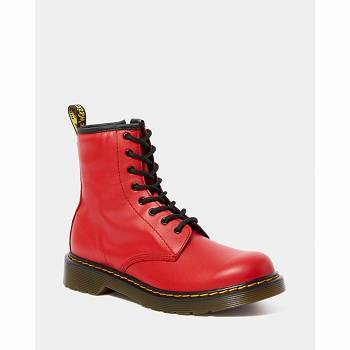 Dr Martens 1460 Kožené Lace Up - Cervene Cizmy Detske, D414SK